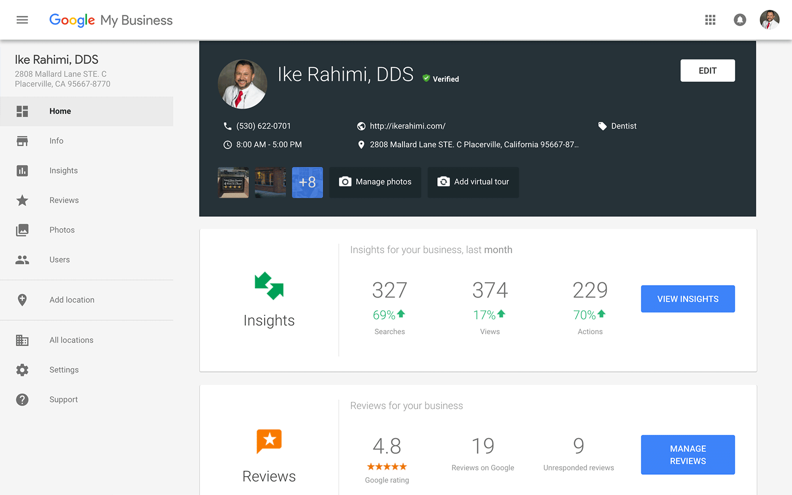 Google My Business Dashboard