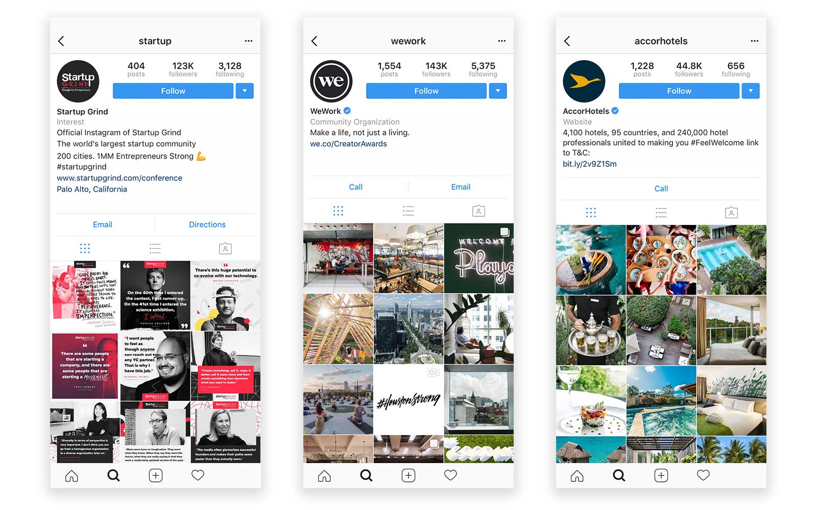 instagram accounts startupgrind wework accorhotels