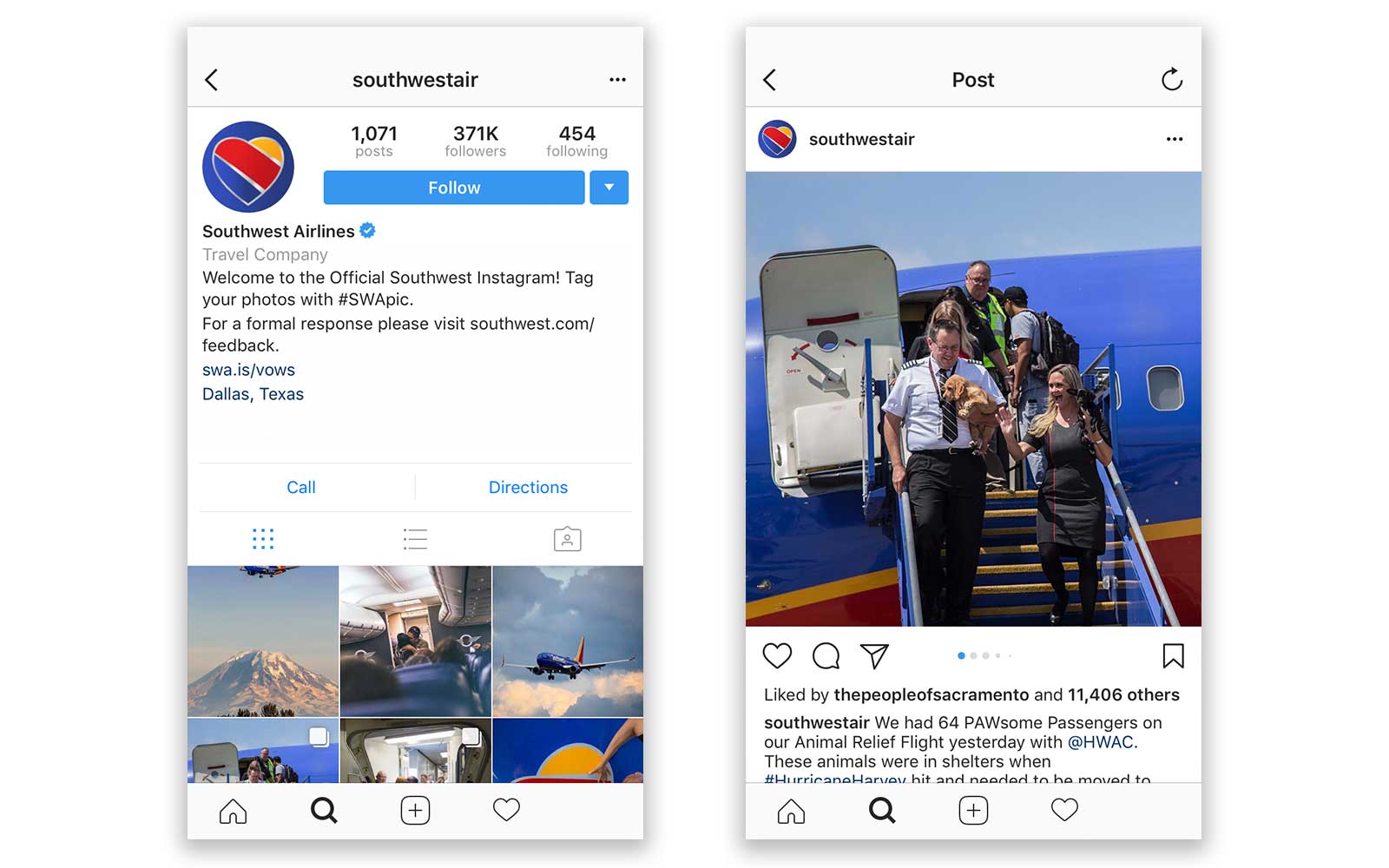 instagram account southwestair